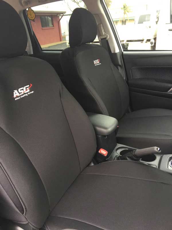 Seat covers with embroidered logo